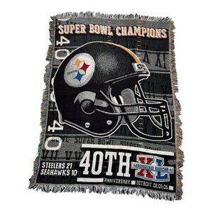 Vintage Pittsburgh Steelers Tapestry Blanket Superbowl XL 40th Anniversary